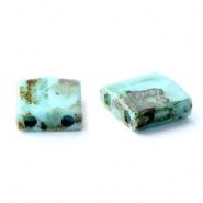 Miyuki Tila 5 x 5 mm Kralen - 4514 Opaque picasso turqoise blue, 10 stuks