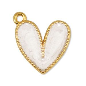 Bedel DQ metaal hart Pearl White-goud (nikkelvrij)