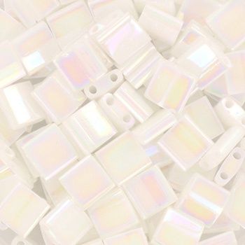 Miyuki Tila 5 x 5 Kralen - 471 White Lined AB White Pearl, 10 stuks