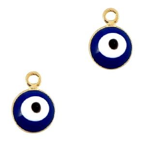 Basic Quality metalen bedel 6mm boze oog Goud-blauw