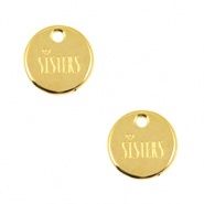 Bedel DQ metaal 12mm &quot;sisters&quot; Goud (nikkelvrij)