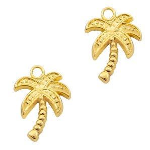 Basic Quality metalen bedel palmboom Goud (nikkelvrij)