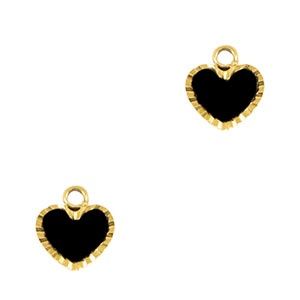 Roestvrij stalen (RVS) Stainless steel bedel hart Gold-black