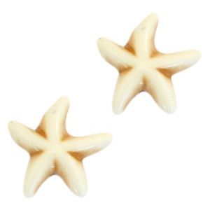 Keramiek turquoise kralen zeester 15mm Off white beige, 10 stuks