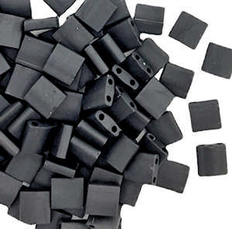 Miyuki Tila 5 x 5 mm Kralen - 401F Opaque Matte Black, 10 stuks