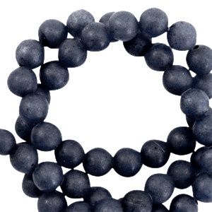 Natuursteen kralen kwarts 6mm mat Midnight blue, 10 stuks