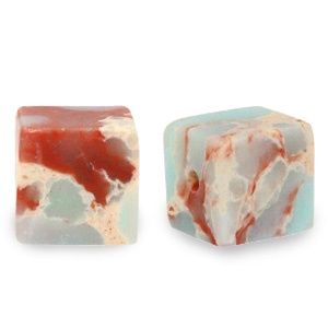 Natuursteen kralen square 4mm Marble light turquoise blue, 4 stuks