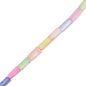 Schelp kralen tube Multicolour pastel 8x4 mm, 6 stuks
