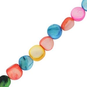 Schelp kralen vierkant Multicolor, 10 stuks