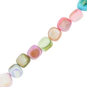 Schelp kralen vierkant Multicolor Pastel, 10 stuks