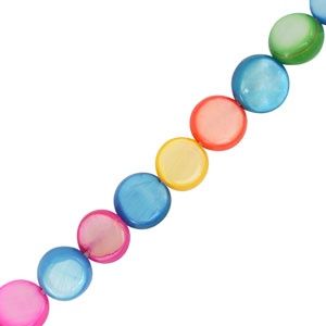 Schelp kralen plat rond 6mm Multicolour, 6 stuks
