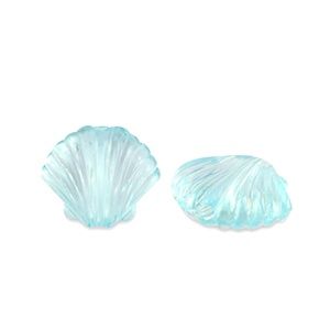 Acryl kralen schelp Transparent turquoise blue, 10 stuks
