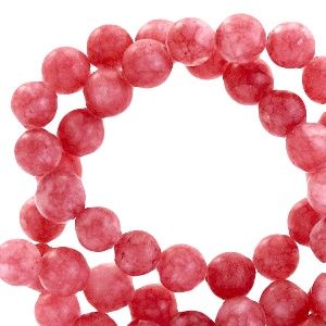 Natuursteen kralen kwarts 6mm mat Coral pink, 10 stuks