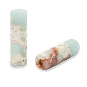 Natuursteen kralen tubes Light turquoise, per stuk