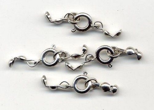Veerringsluitingen met kalotje Zilverkleur, 4 stuks