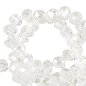 Top Facet kralen 3x2mm disc Crystal-pearl, shine Coating 30 stuks