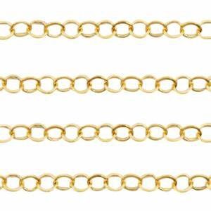 Roestvrij stalen (RVS) Stainless steel onderdelen jasseron ankerketting Goud, per 10 cm