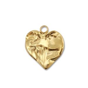 Roestvrij stalen (RVS) stainless steel bedels hart Gold 15x13 mm
