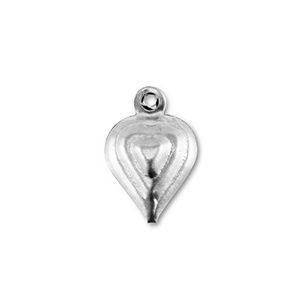 Roestvrij stalen (RVS) stainless steel bedel hart Silver 12x8 mm