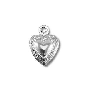 Roestvrij stalen (RVS) stainless steel bedel hart Silver12x9 mm