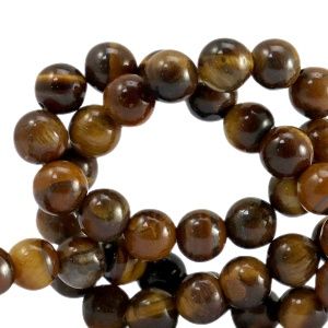 Natuursteen kralen tijgeroog 8mm Golden brown, 4 stuks