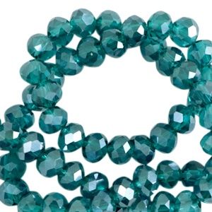 Top Facet kralen 4x3mm disc Danube blue-pearl shine coating, 30 stuks