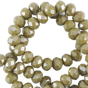 Top Facet kralen 3x2mm disc Chromium oxide green-pearl shine coating, 30 stuks