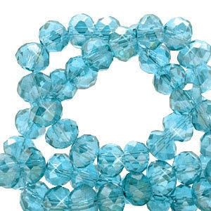 Top Facet kralen 3x2mm disc Lagoon blue-pearl shine, 30 stukscoating