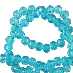 Top Facet kralen 4x3mm disc Azure blue, 25 stuks