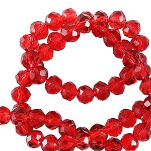 Top Facet kralen 4x3mm disc Candy red, 25 stuks