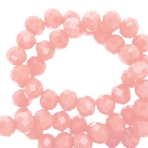 Top Facet kralen 4x3mm disc Coral orange, 25 stuks
