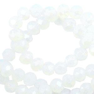 Top Facet kralen 3x2mm disc Brilliant white crystal-pearl shine coating, 30 stuks