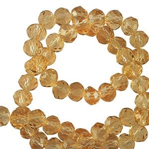 Top Facet kralen 6x4mm disc Amber orange, 20 stuks