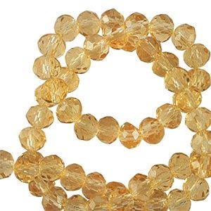 Top Facet kralen 4x3mm disc Amber orange, 25 stuks