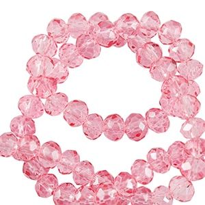 Top Facet kralen 4x3mm disc Peonia pink, 25 stuks