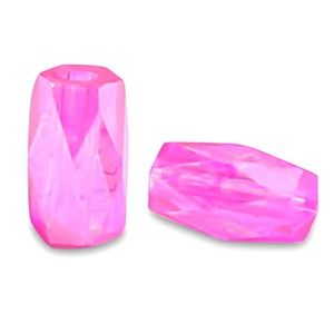 Top Facet kralen tube Neon pink 5x3 mm, 10 stuks