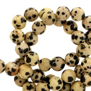 Natuursteen kralen dalmatian stone 8mm Elm grey-greige, 5 stuks
