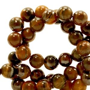 Natuursteen kralen tijgeroog 6mm Dark brown, 6 stuks