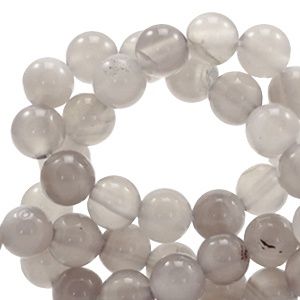 Natuursteen kralen chalcedoon (agaat) 6mm Worldly grey opal, 6 stuks