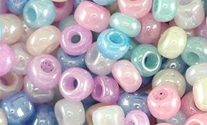 Glaskralen Rocailles 6/0 (4mm) Multicolour shiny pastel, 10 gram