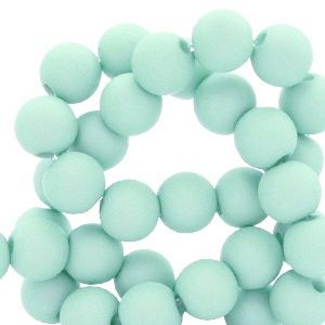 Acryl kralen 6 mm matt Soft turquoise blue, 60 stuks
