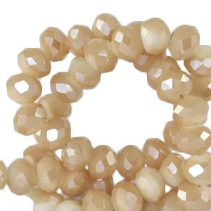 Top Facet kralen 3x2mm disc Chadwick brown-pearl shine coating, 30 stuks