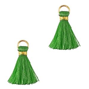 Kwastje 2cm Gold-jungle green