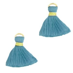 Kwastjes 1.5cm Gold-stone blue