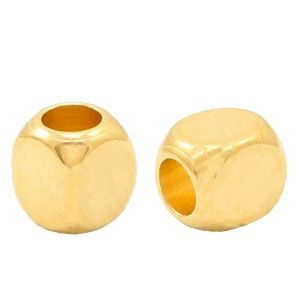 Kralen DQ metaal cube 2mm Goud (nikkelvrij), 8 stuks