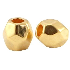 DQ metaal facet kraal 4mm Goud (nikkelvrij), 3 stuks