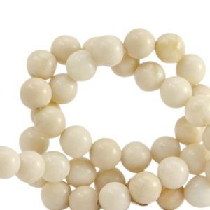Natuursteen kralen calciet en marmer 8mm Beige, 5 stuks