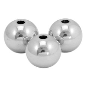 Roestvrij stalen (RVS) Stainless steel kralen 6mm Zilver, 5 stuks