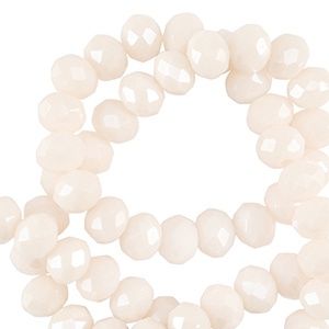 Top Facet kralen 6x4mm disc Vanilla white-pearl shine coating, 20 stuks