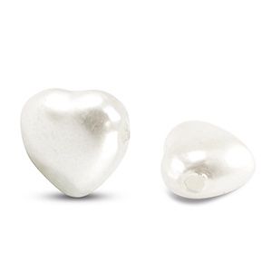 Imitatie zoetwaterparels hart White 6mm, 25 stuks